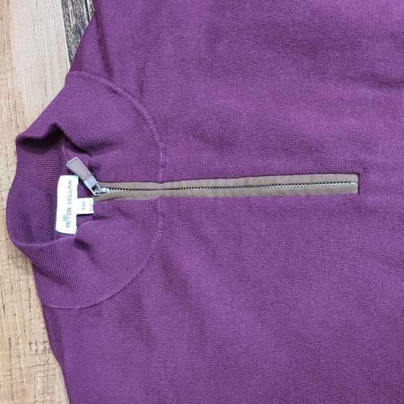 Peter Millar 1/4 Zip Pullover Sweater Wool Blend Sweater Size XXL in 'Mulberry' - Picture 3 of 8